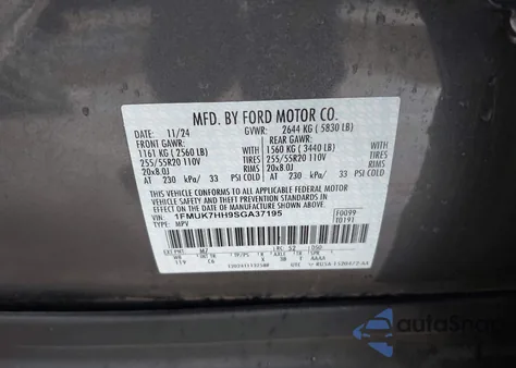 2025 Ford Explorer Platinum z USA, uszkodzony, nr VIN 1FMUK7HH9SGA37195